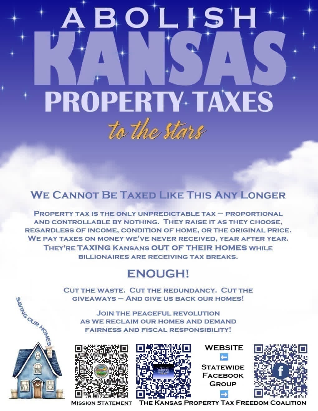 Abolish Kansas Property Taxes flyer — click to view full size